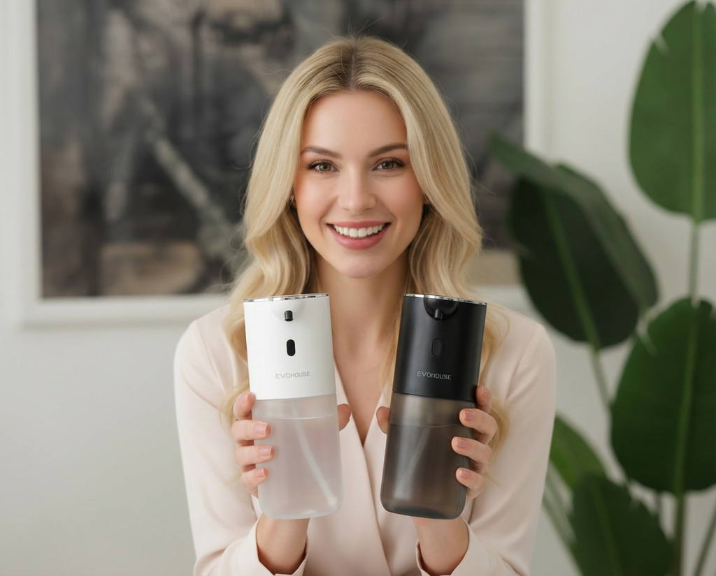 Evo House Otomatik Sensörlü Köpük Sıvı Sabunluk - Şarjlı- Dijital LED Ekran - Duvara Monte - P18S Model