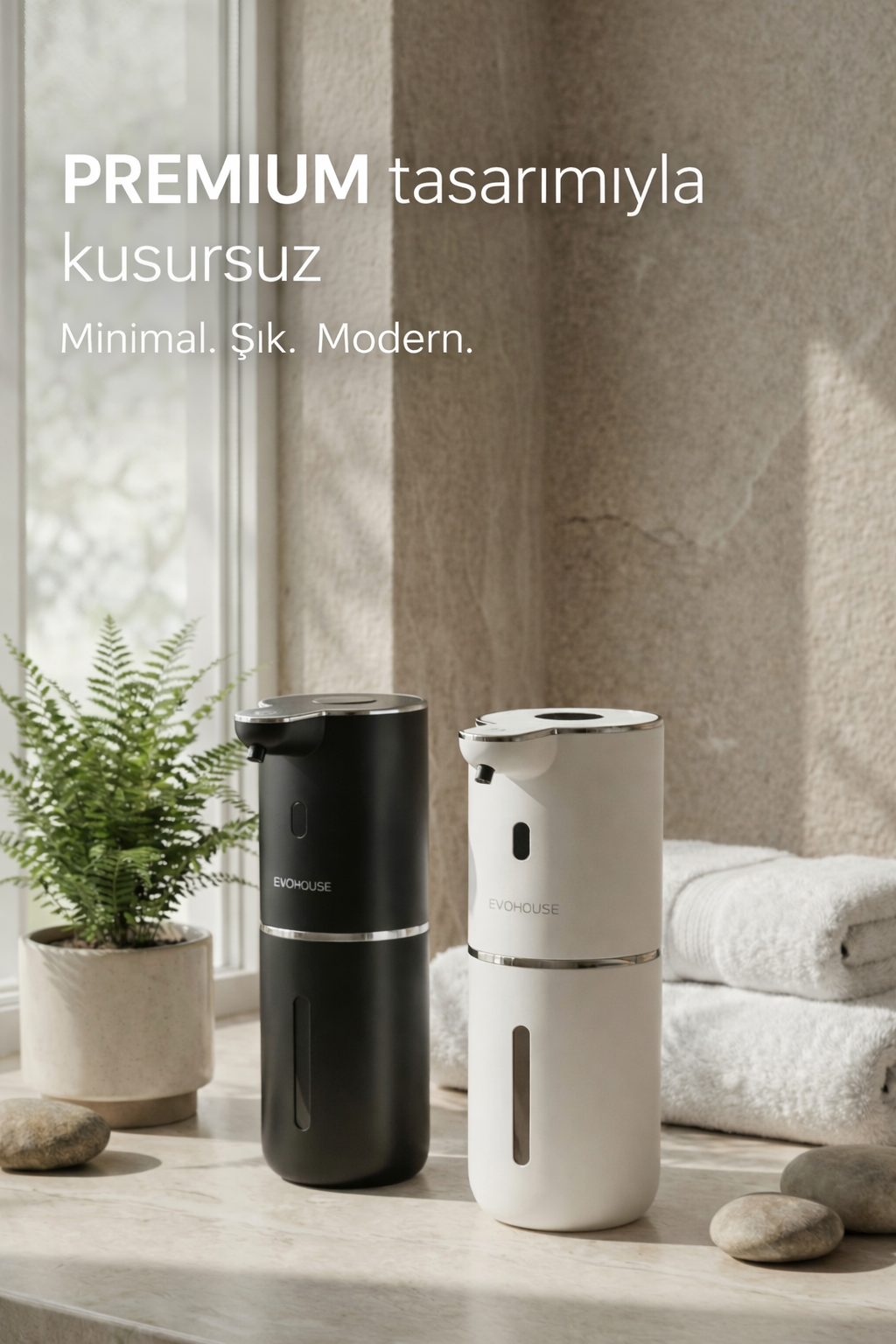 Evo House Otomatik Sensörlü Köpük Sıvı Sabunluk - Şarjlı- Dijital LED Ekran - Duvara Monte - P18 Model