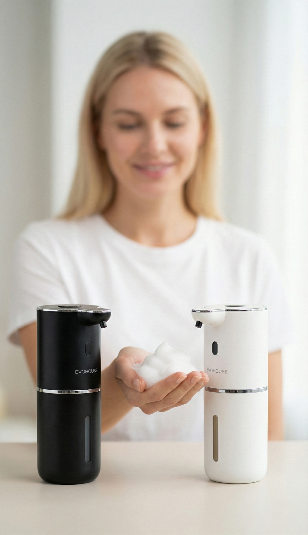 Evo House Otomatik Sensörlü Köpük Sıvı Sabunluk - Şarjlı- Dijital LED Ekran - Duvara Monte - P18 Model