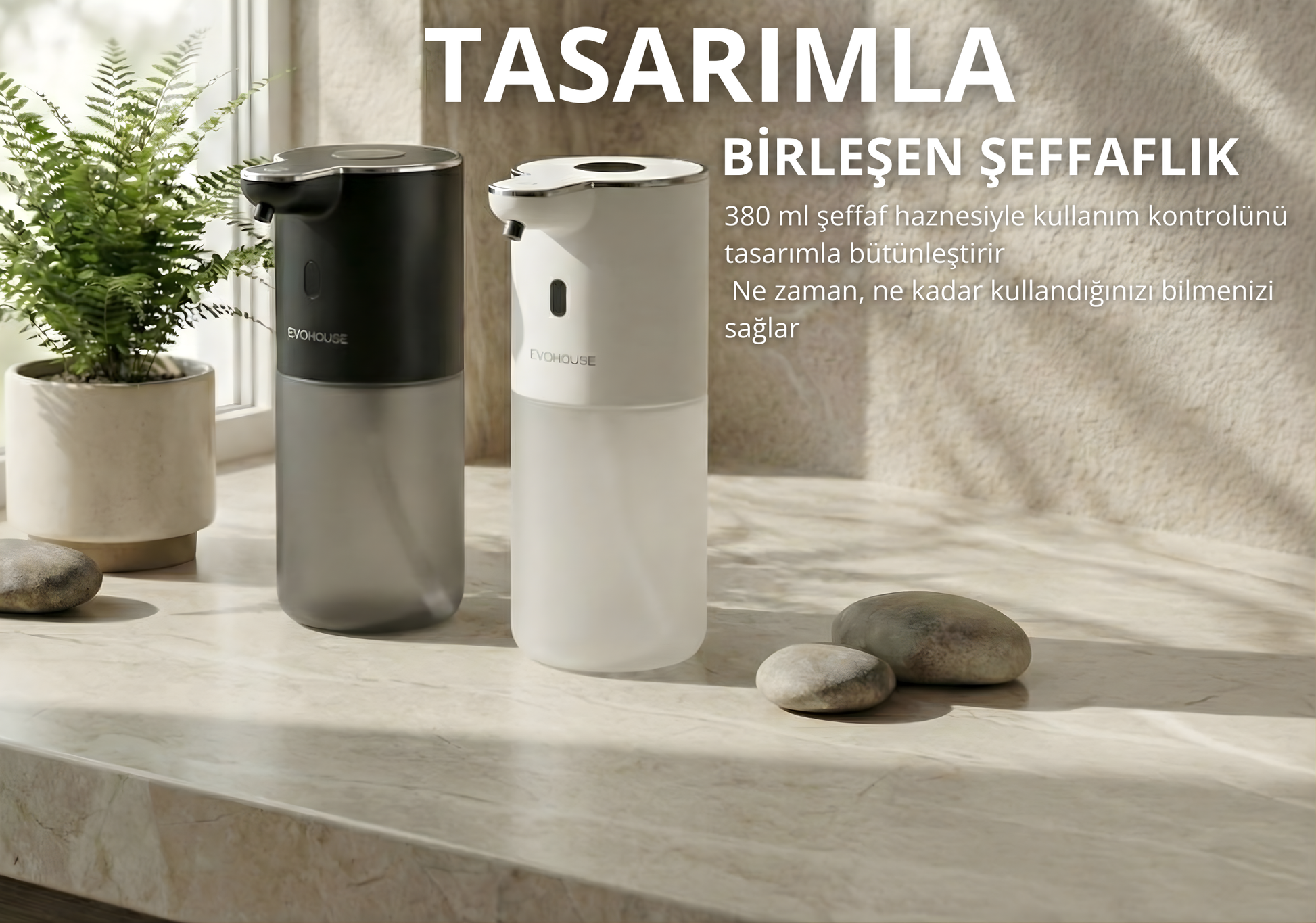 Evo House Otomatik Sensörlü Köpük Sıvı Sabunluk - Şarjlı- Dijital LED Ekran - Duvara Monte - P18S Model