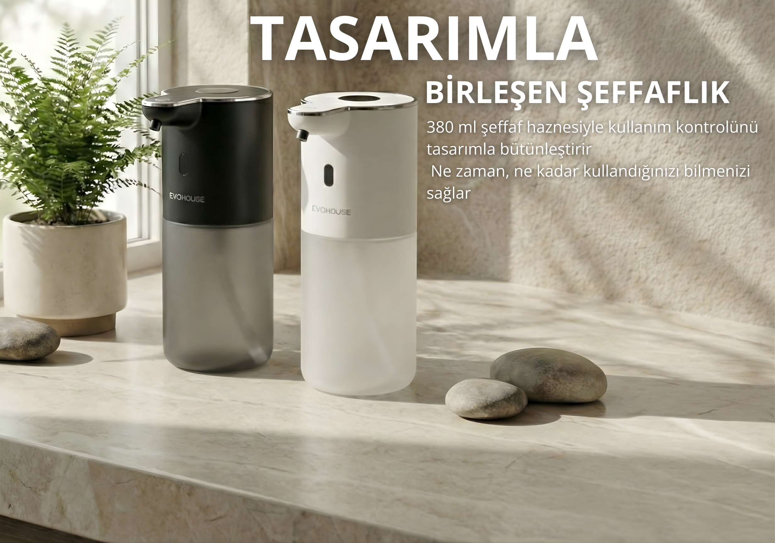 Evo House Otomatik Sensörlü Köpük Sıvı Sabunluk - Şarjlı- Dijital LED Ekran - Duvara Monte - P18S Model