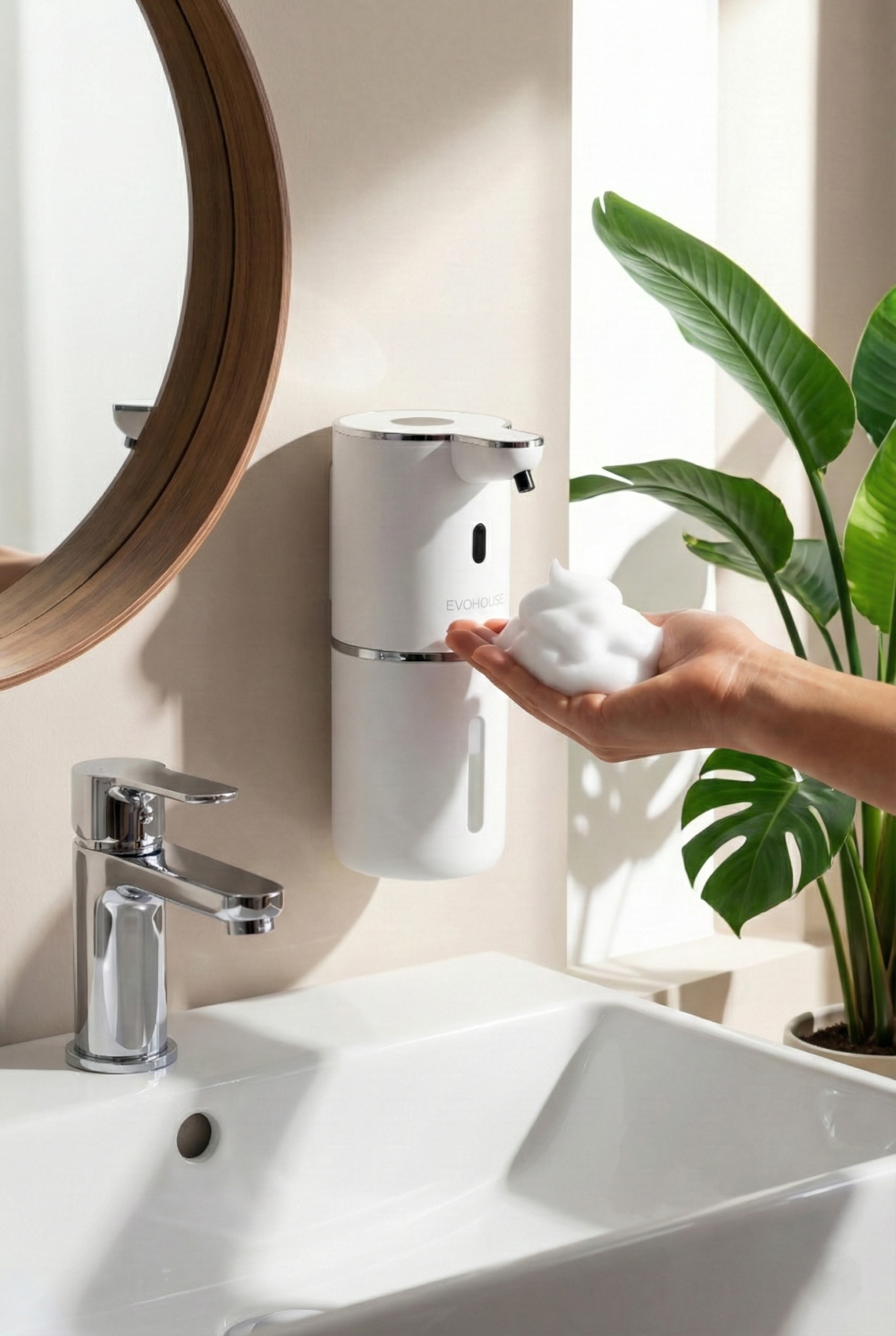 Evo House Otomatik Sensörlü Köpük Sıvı Sabunluk - Şarjlı- Dijital LED Ekran - Duvara Monte - P18 Model