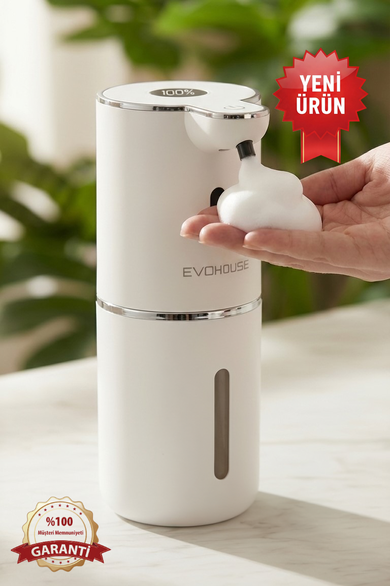 Evo House Otomatik Sensörlü Köpük Sıvı Sabunluk - Şarjlı- Dijital LED Ekran - Duvara Monte - P18 Model