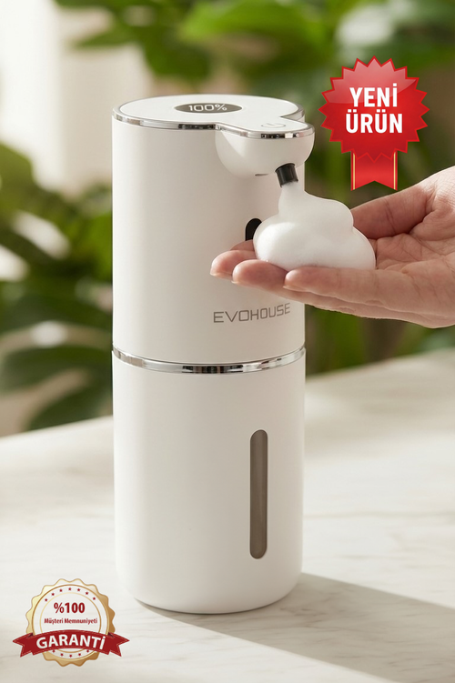 Evo House Otomatik Sensörlü Köpük Sıvı Sabunluk - Şarjlı- Dijital LED Ekran - Duvara Monte - P18 Model