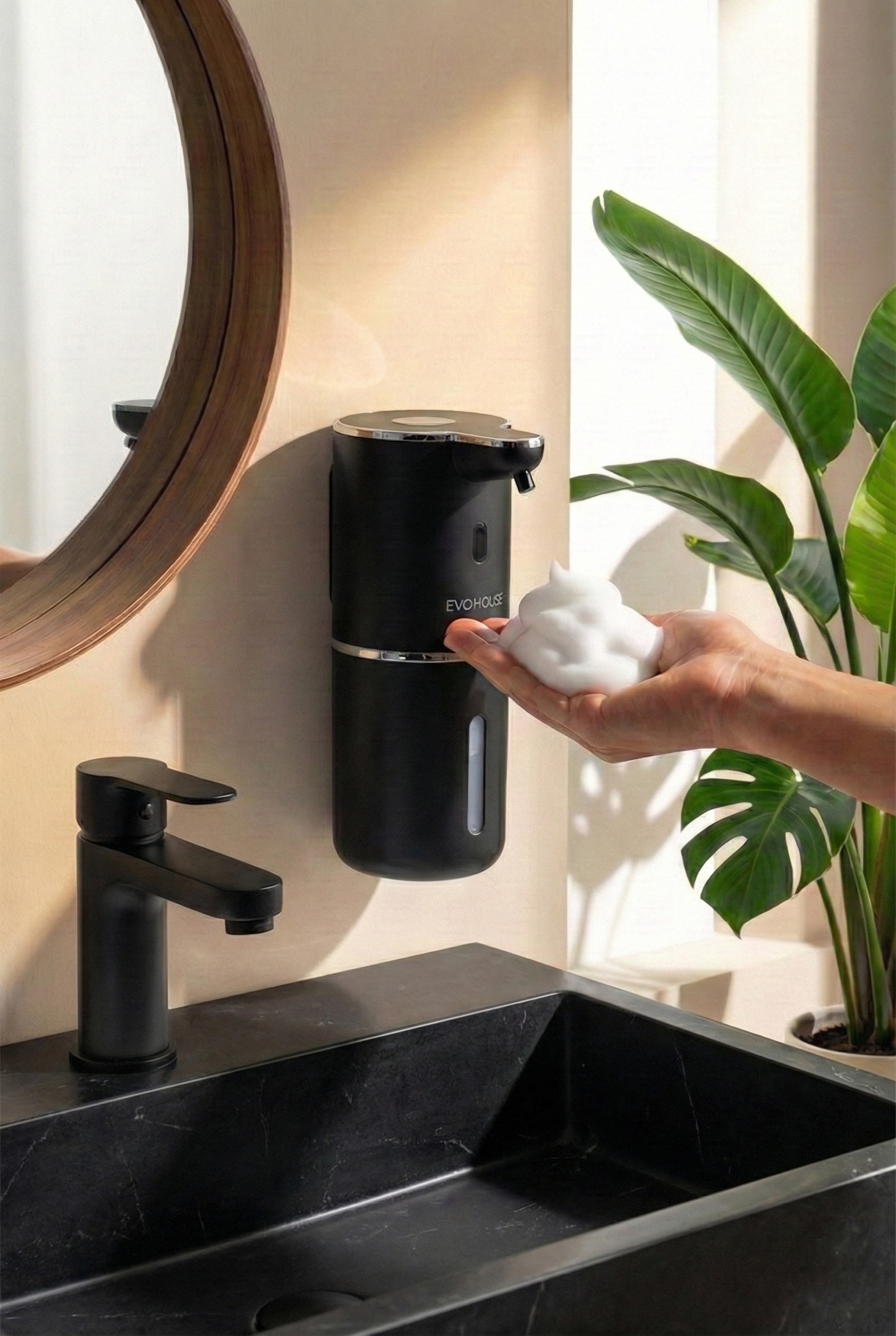 Evo House Otomatik Sensörlü Köpük Sıvı Sabunluk - Şarjlı- Dijital LED Ekran - Duvara Monte - P18 Model