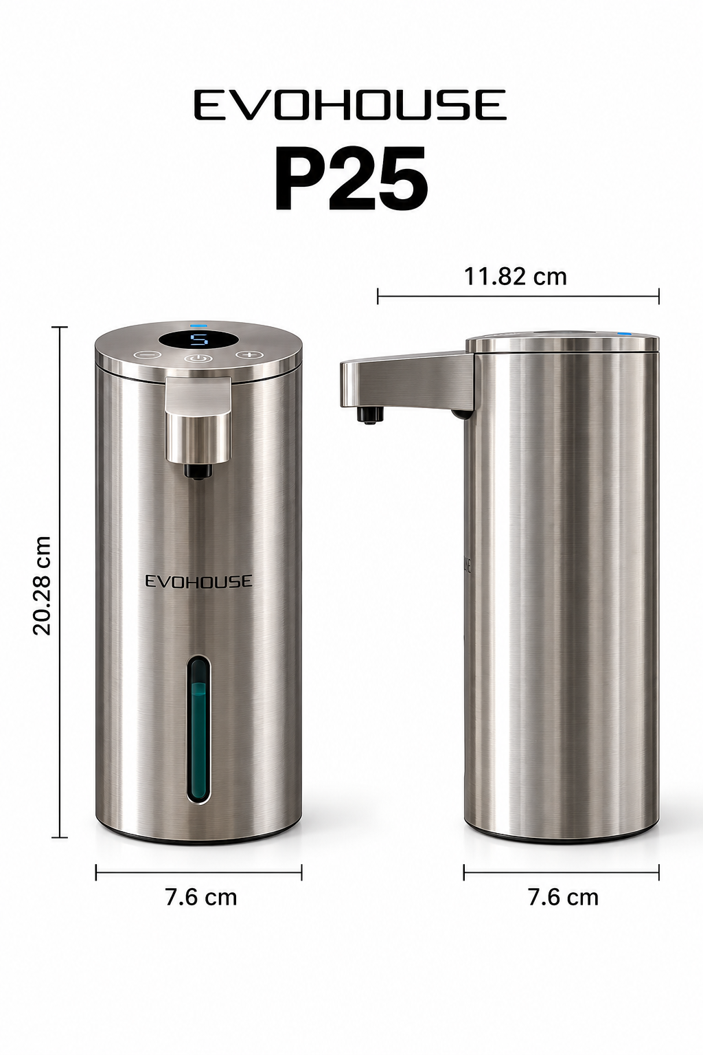 Evo House Otomatik Sensörlü Sıvı Dispenseri Paslanmaz Çelik INOX - P25 Model