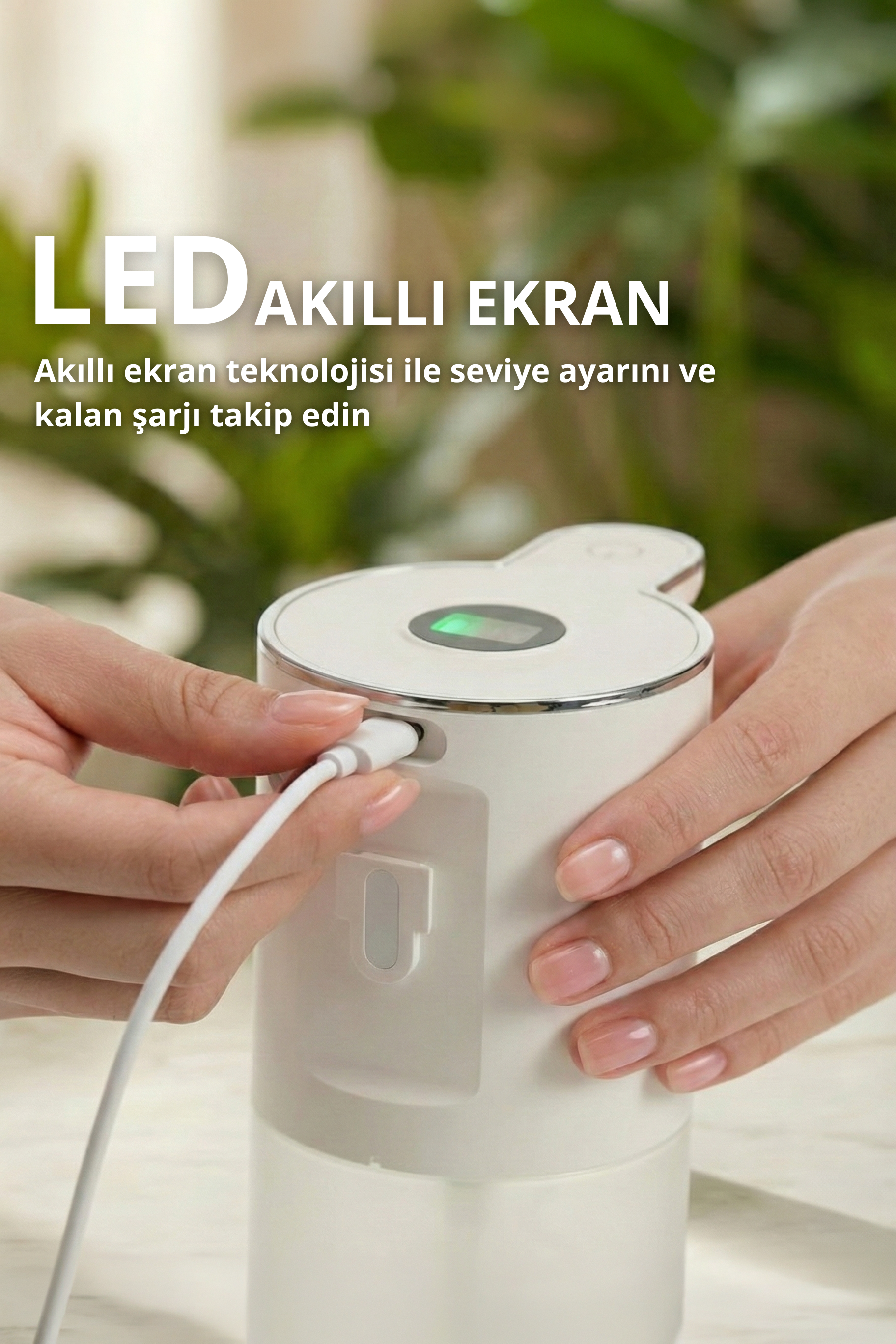Evo House Otomatik Sensörlü Köpük Sıvı Sabunluk - Şarjlı- Dijital LED Ekran - Duvara Monte - P18S Model